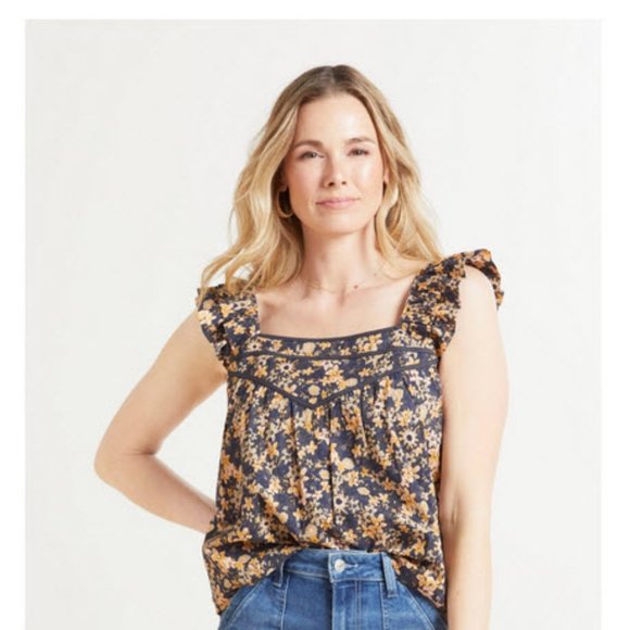 Evereve Tops - Evereve Roan + Ryan Edith Retro Floral Flutter Tank Sz S NWOT